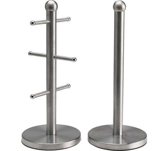 Buy HOME Satin Stainless Steel Mug TreeKitchen Towel Holder Set at
