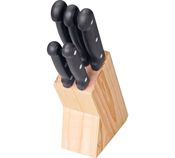 Buy Simple Value 5 Piece Knife Set with Wooden Knife Block at Argos.co