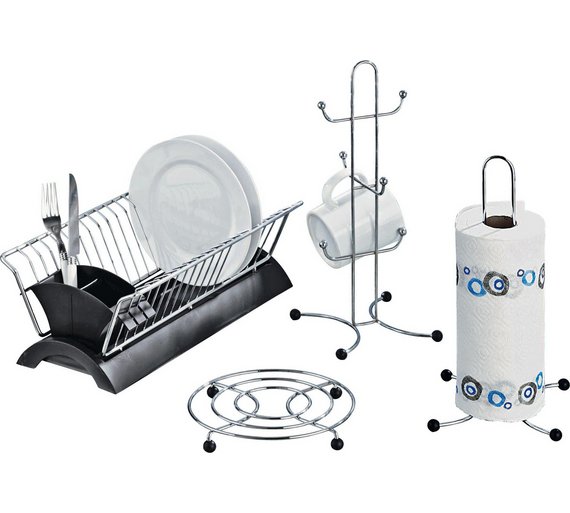 Buy HOME Set of 4 Black and Chrome Kitchen Accessories at Argos.co.uk