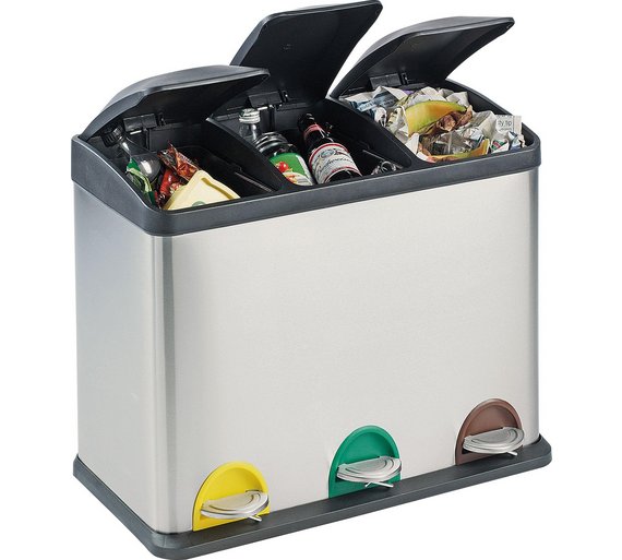 Buy HOME 45 Litre Recycling Pedal Bin with 3 Compartments at Argos.co