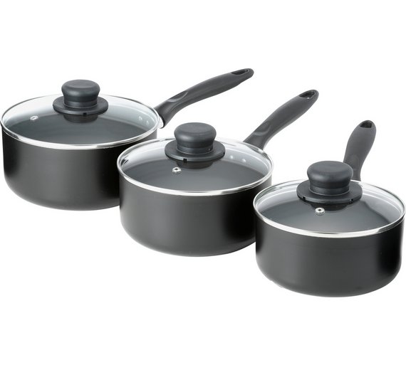 Buy HOME Aluminium 5 Piece Pan Set Black at Argos.co.uk Your Online