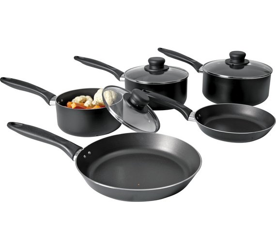 Buy HOME Aluminium 5 Piece Pan Set Black at Argos.co.uk Your Online