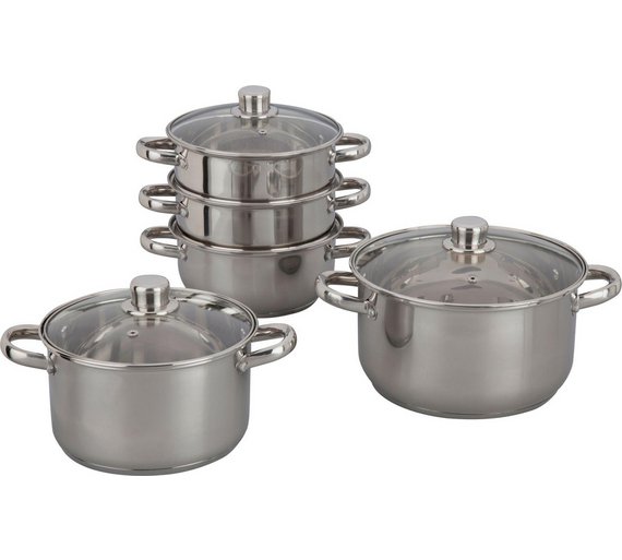 Buy HOME 9 Piece Stainless Steel Pan Set at Argos.co.uk Your Online