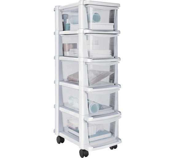 Buy HOME 5 Drawer Plastic Slim Tower White at Argos.co.uk Your
