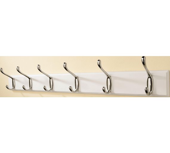 Buy HOME 6 Double Chrome Coat Hooks White at Argos.co.uk Your Online Shop for Coat hooks and