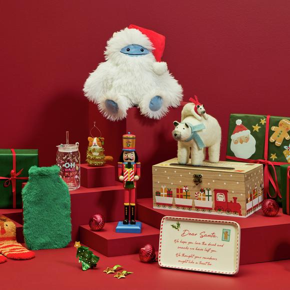 flat lay of xmas products
