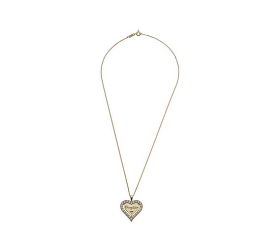 Buy 9ct Gold Plated Silver CZ Heart 'Daughter' Pendant at Argos.co.uk