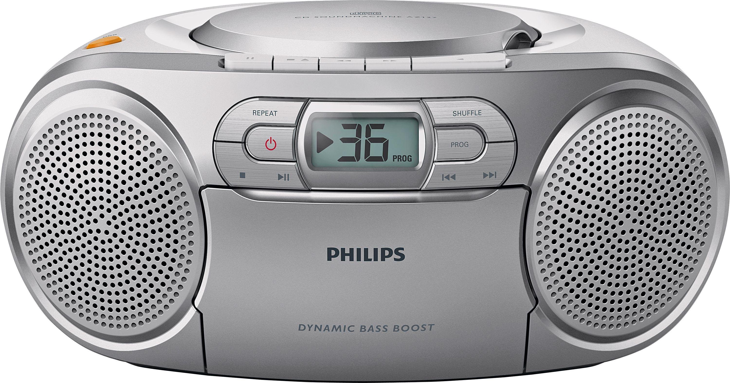 Philips - AZ127/05 Boombox with CD and Cassette Player -Silver Review