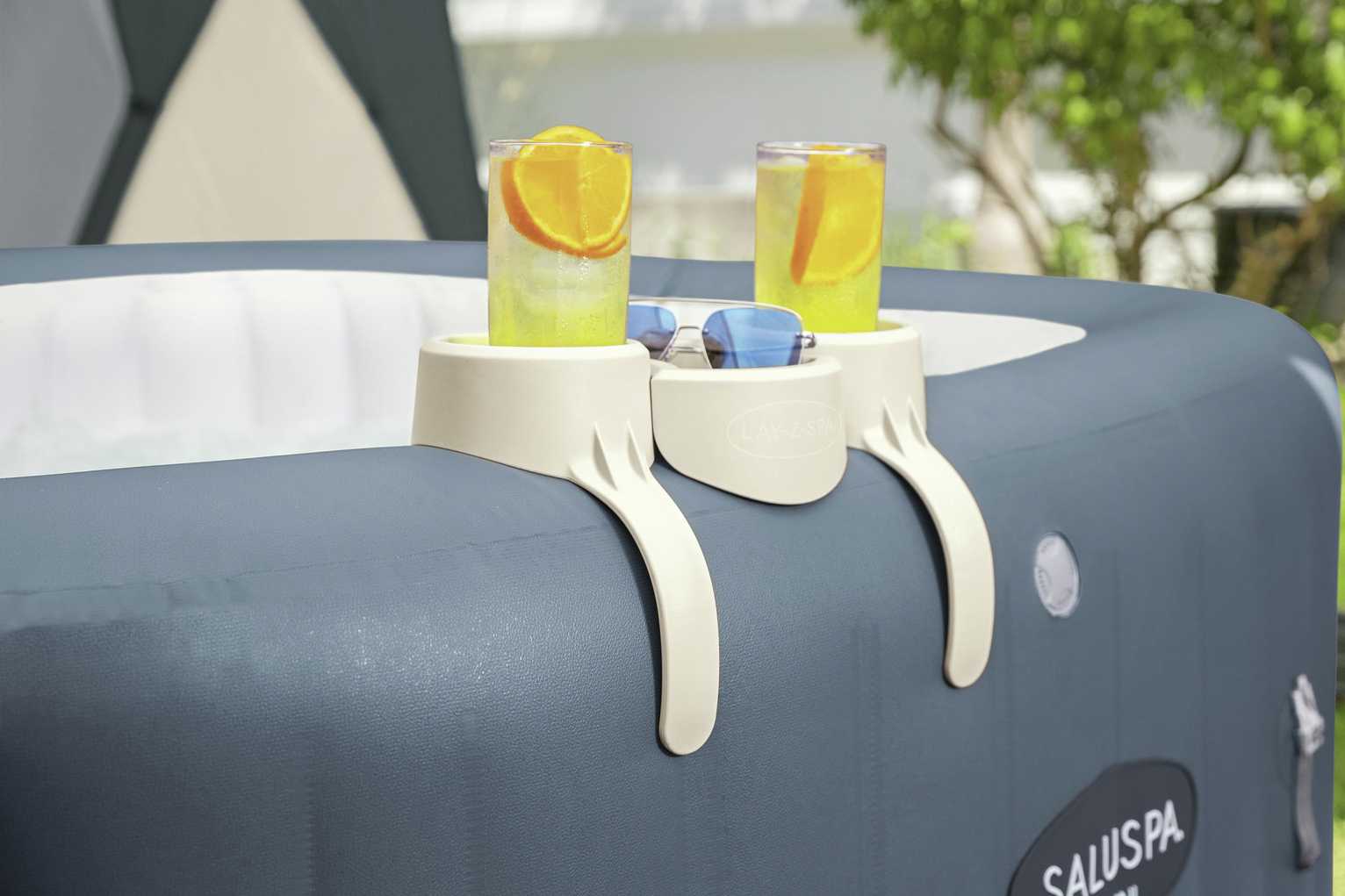 Lay-Z-Spa Hot Tub Drink holder placed on a hot tub.