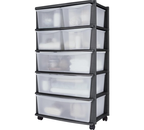 Buy HOME 7 Drawer Plastic Wide Tower Storage Unit Black at Argos.co.uk Your Online Shop for