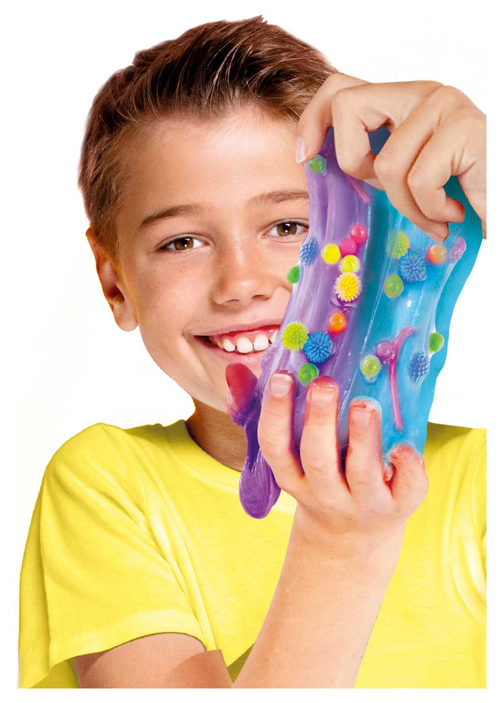 A child playing with slime.