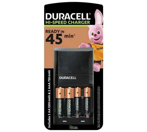 Buy Duracell 15 min AA/AAA Battery Charger, 2xAA&2xAAA Batteries at