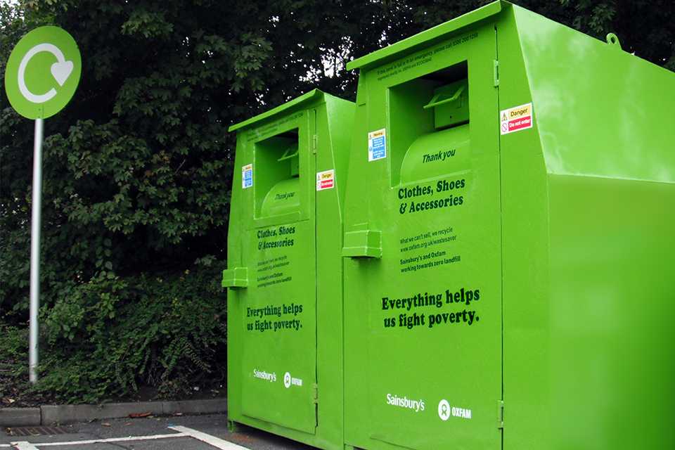 Oxfam clothing bins.