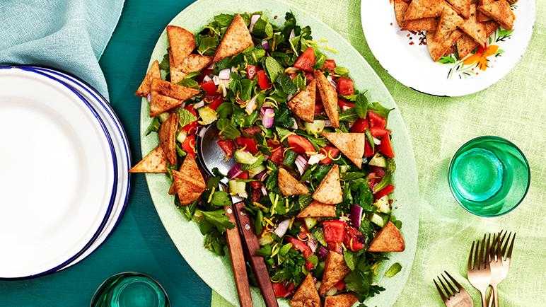 Vegetable fattoush salad.
