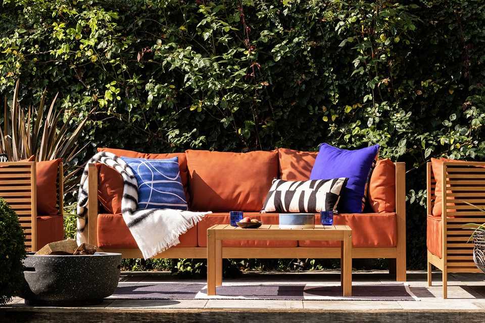 Habitat Koral 5 Seater Wooden Garden Sofa Set - Light Wood.