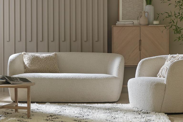Habitat Orelia 3 seater boucle sofa.