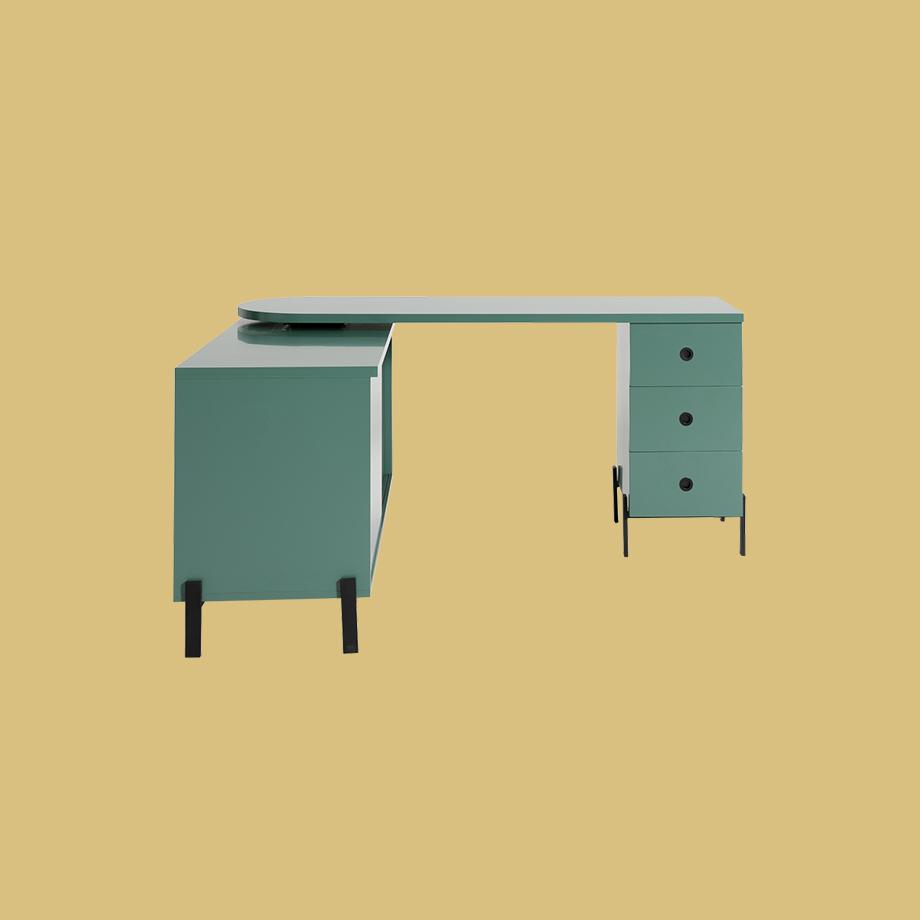 Green desk.