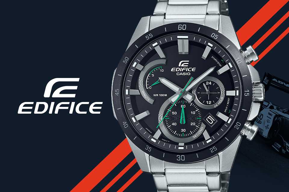 A Casio Edifice watch with stainless steel bracelet.