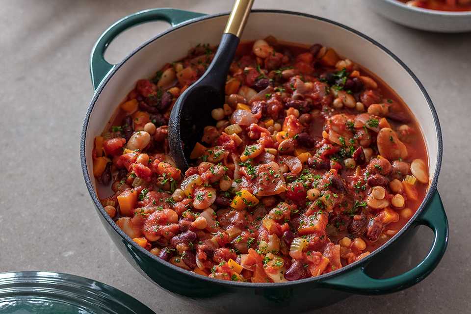 A close-up of Habitat cast iron casserole dish in blue colour.