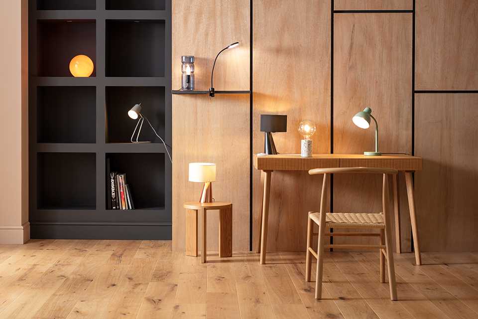 Table lamps in a living room.