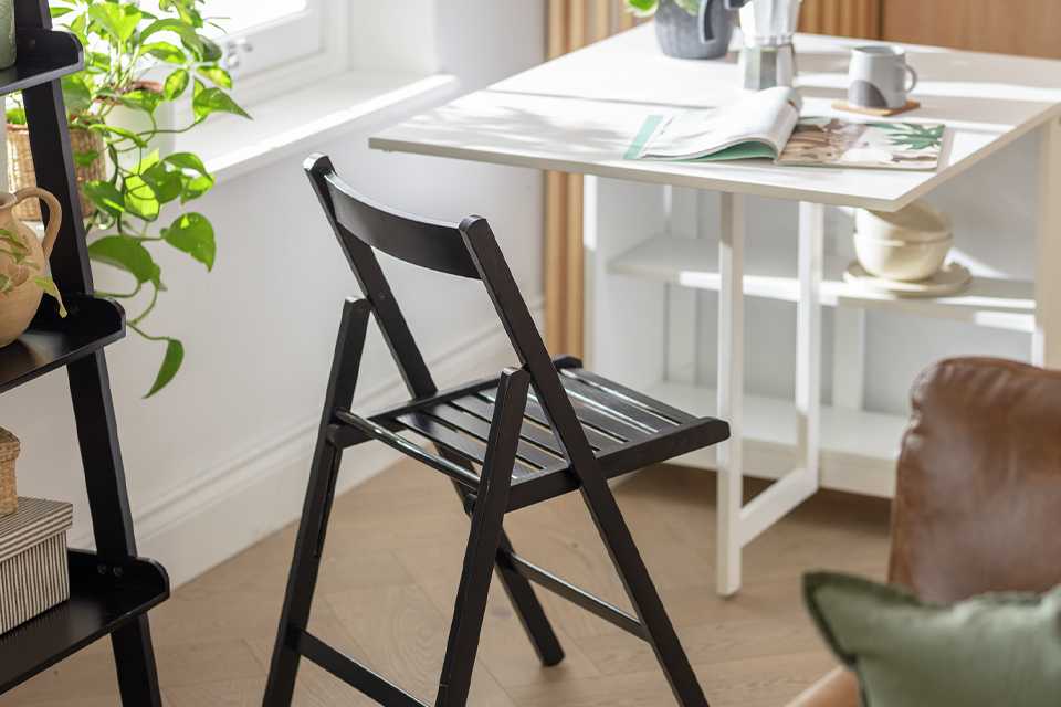 Habitat Solid Wood Folding Chair - Black.