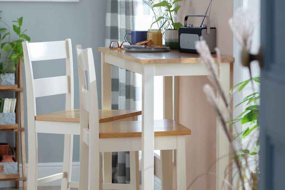 Habitat Chicago bar table and 2 stools.
