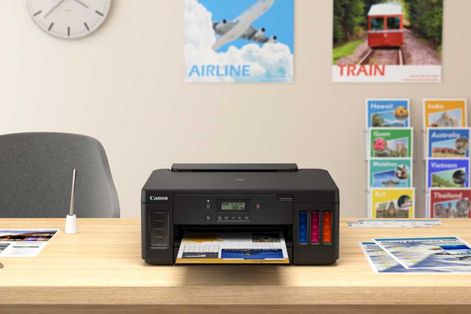 A lifestyle image of a Canon PIXMA MegaTank G3570 printer.