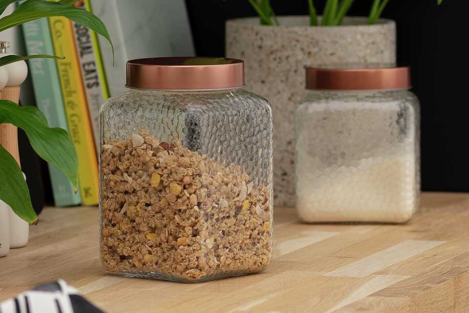 Habitat Large 2.2 Litre Hammer Glass Jar.