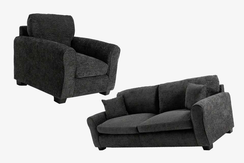 Tammy Sofas / Footstools in Charcoal, Mink and Teal.