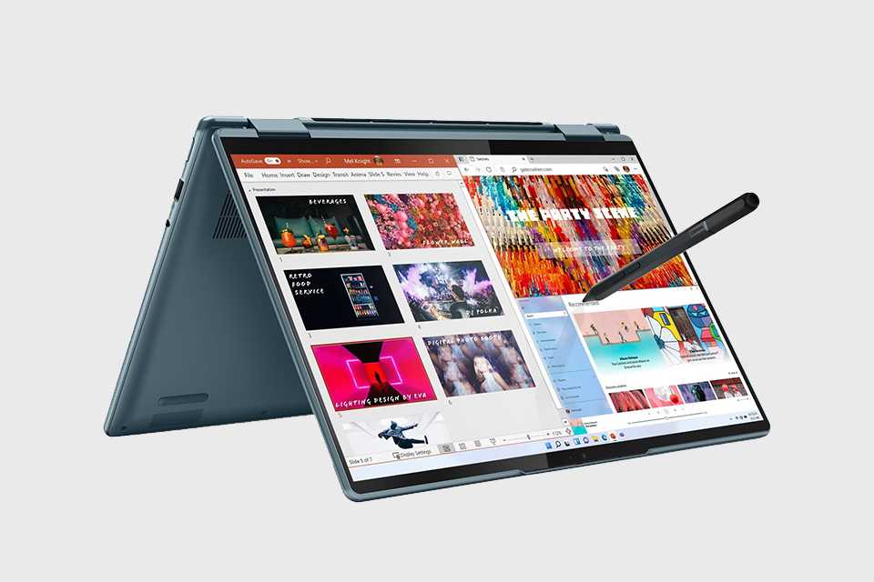 Lenovo Yoga 7 14in Ryzen 7 16GB 512GB 2-in-1 laptop in blue.