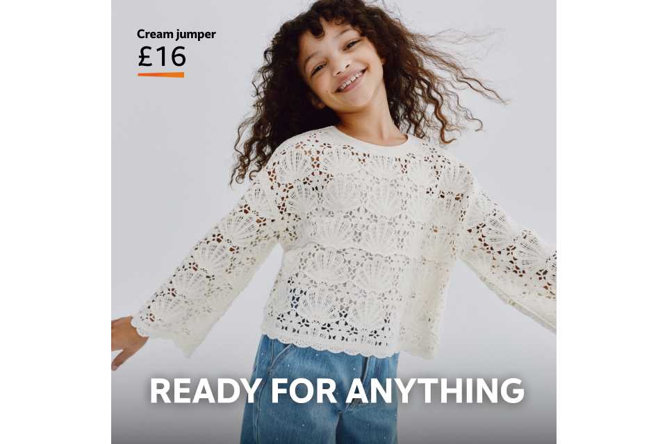 Cream jumper £16. Ready for anything. Shop now.