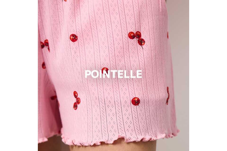 Pink pointelle fabric detail with delicate texture for women nightwear.