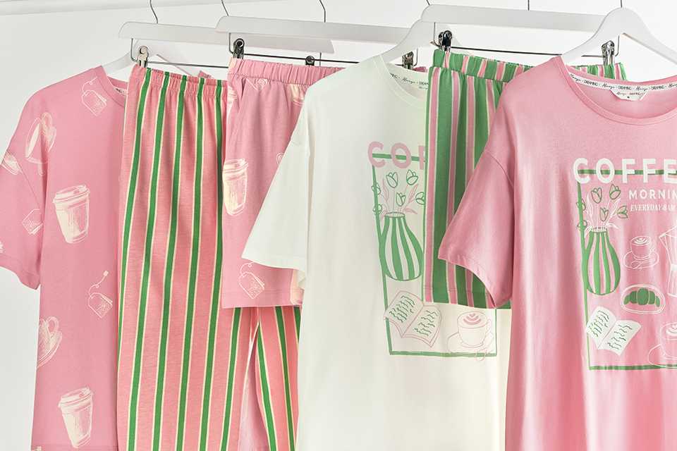 Mix, Match & Snooze in style! The 2 for £16 offer on women's pyjama tops, bottoms and nightshirts allows you to create the perfect set and enjoy cosy nights whilst providing great comfort and value!