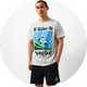 Snoopy golf graphic pajama set featuring a light grey Peanuts T-shirt with "I'd Rather Be Playing Golf" print and navy shorts.