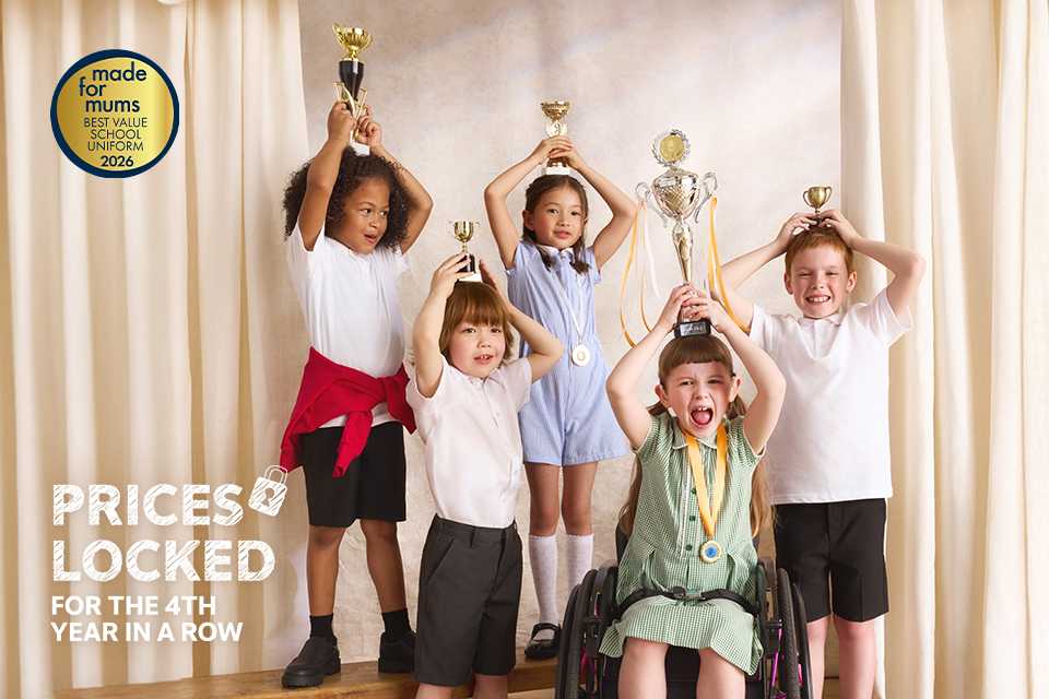 A children wearing school uniform, throwing roses and holding awards.