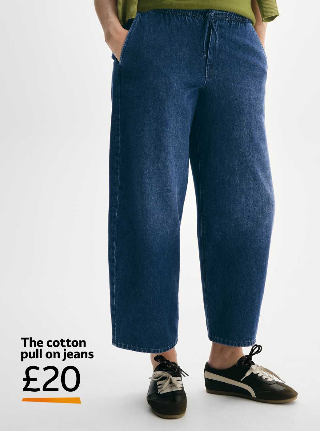 The cotton pull on jeans £20. Autumn shop.