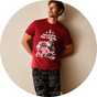 Men's Christmas pyjamas with novelty festive graphics and seasonal sleepwear designs.