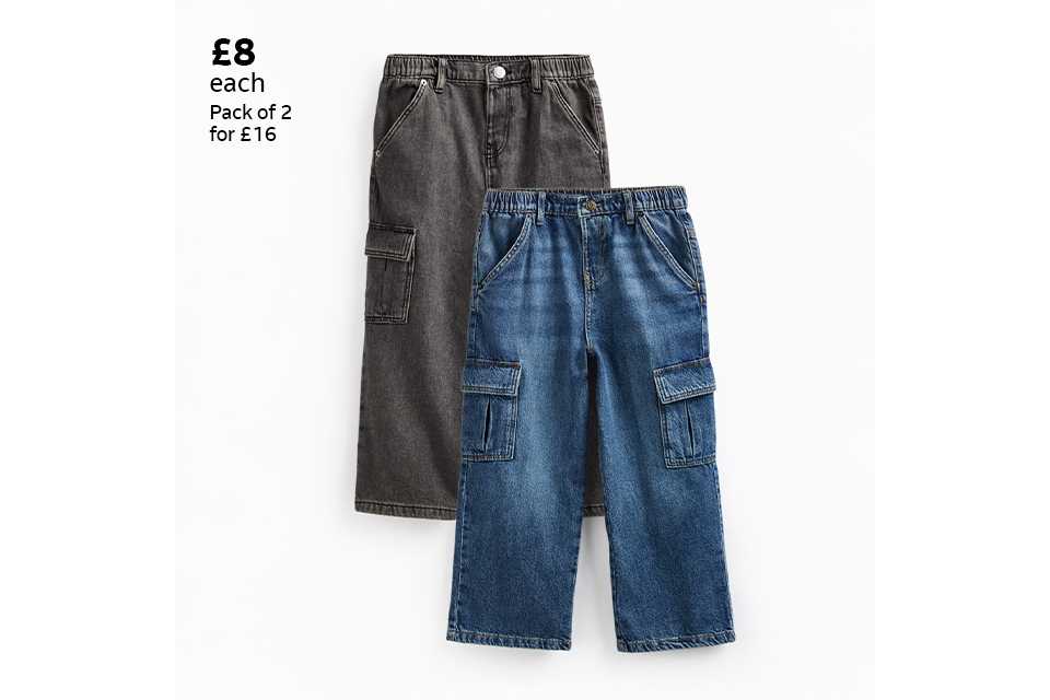 £8 each pack of 2 for £16. 2 pack trousers.