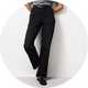 Grey knitted polo shirt with contrast collar paired with black high-waisted straight-leg trousers and loafers, styled for a smart casual women's look.