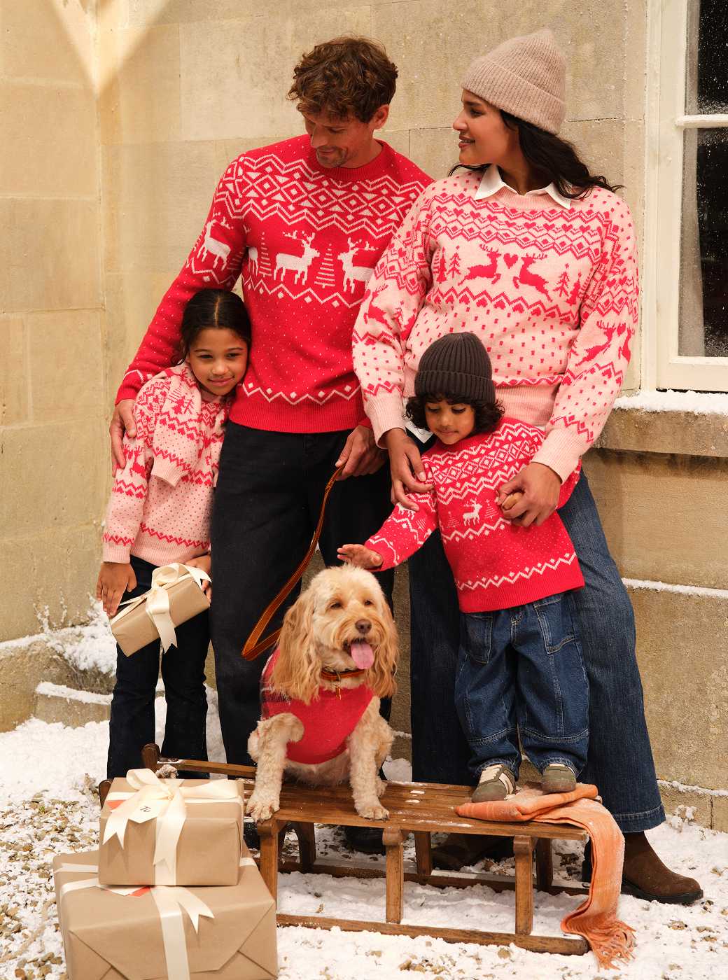 Matching family jumpers.