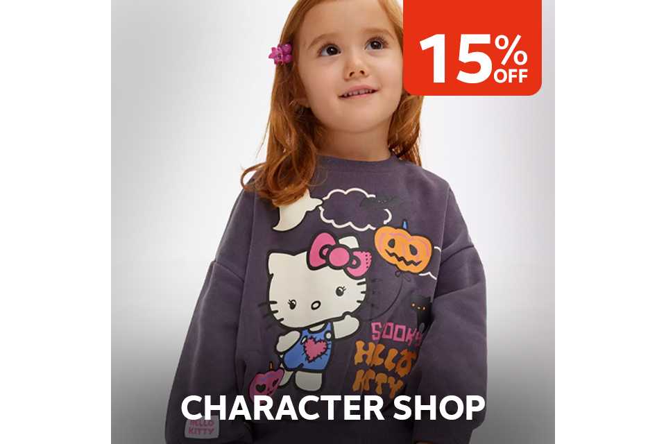 15% off character shop.