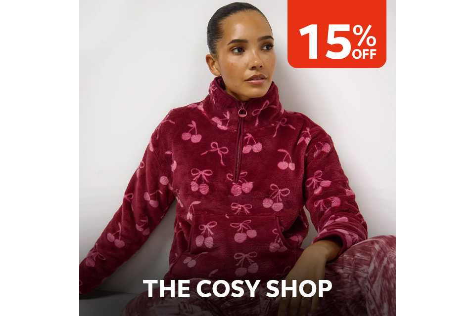 15% off the cosy shop.