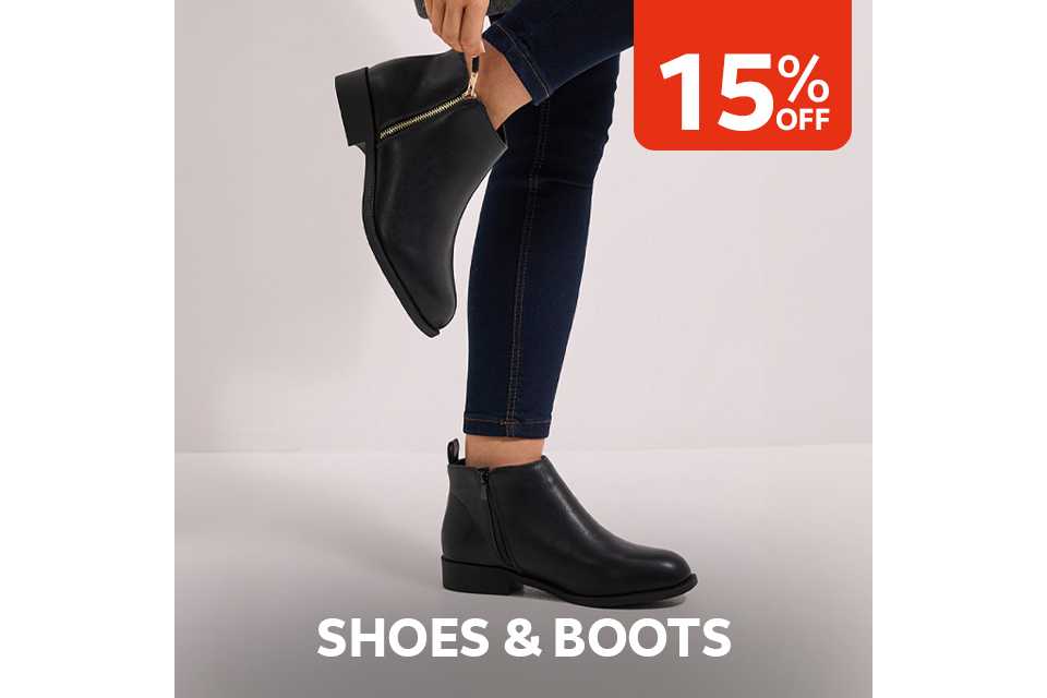 15% off shoes & boots.