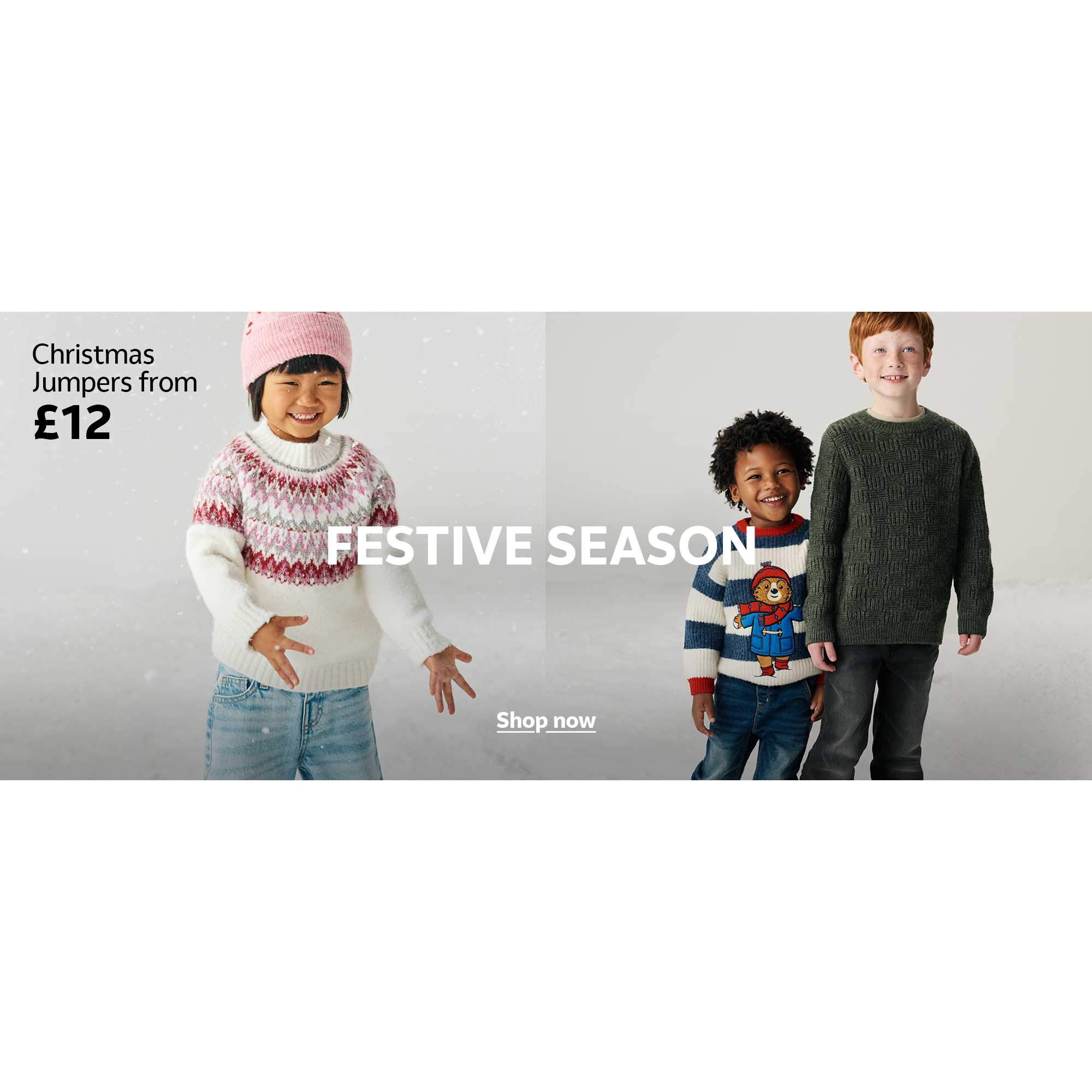 Festive season. Christmas jumpers from £12.