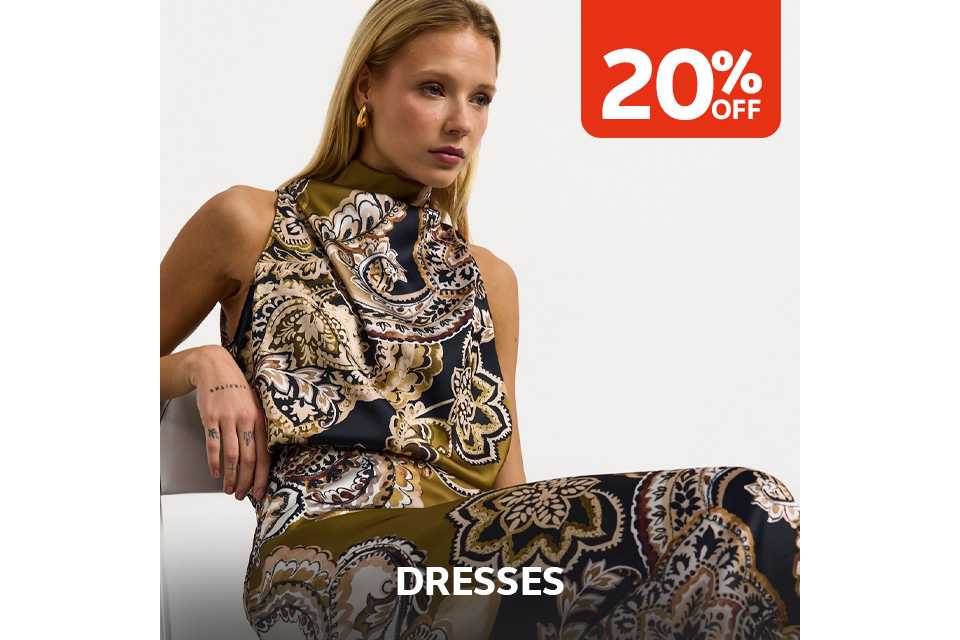 20% off dresses.