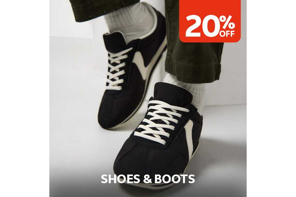 20% off shoes & boots.