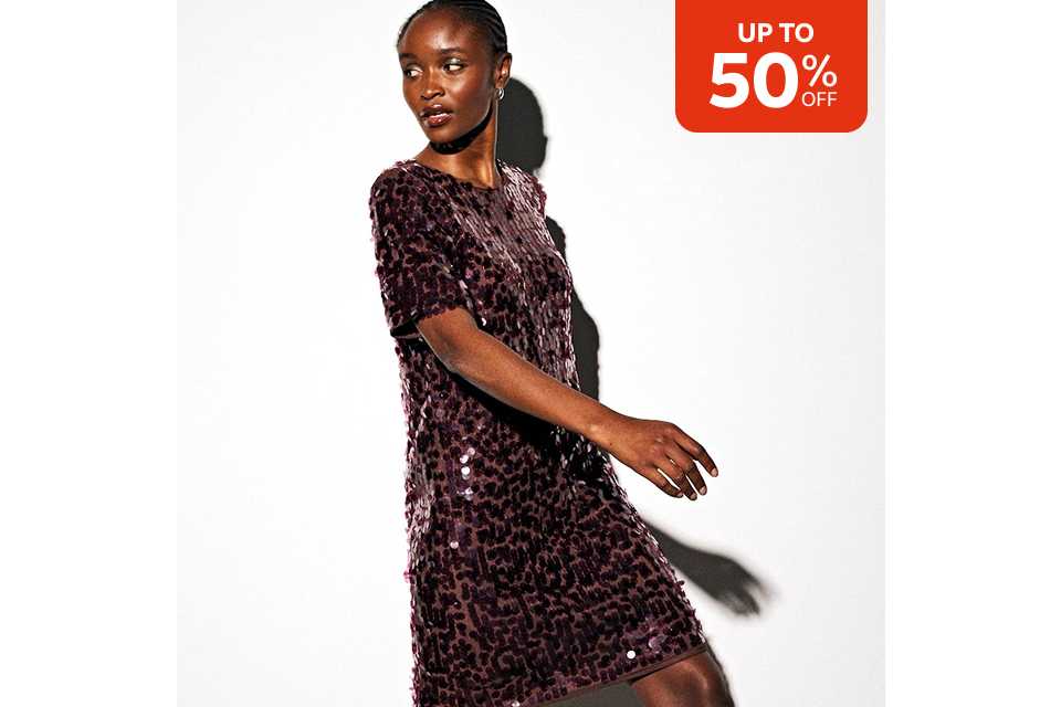 Up to 50% off. Women's dresses.