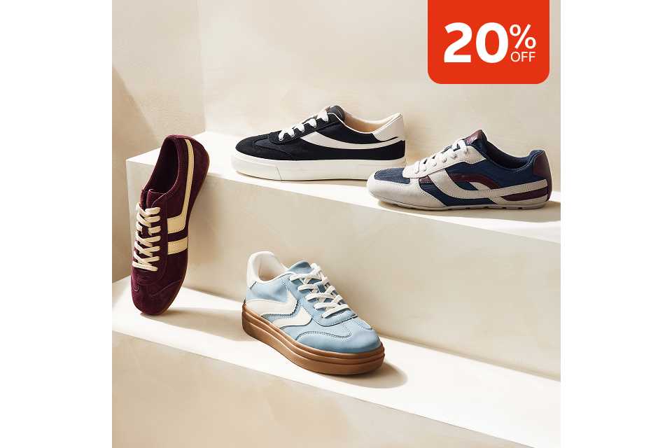 20% off shop all footwear.