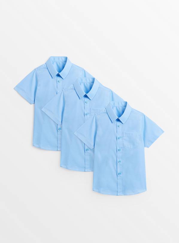 Blue School Short Sleeve Shirt 3 Pack 7 years