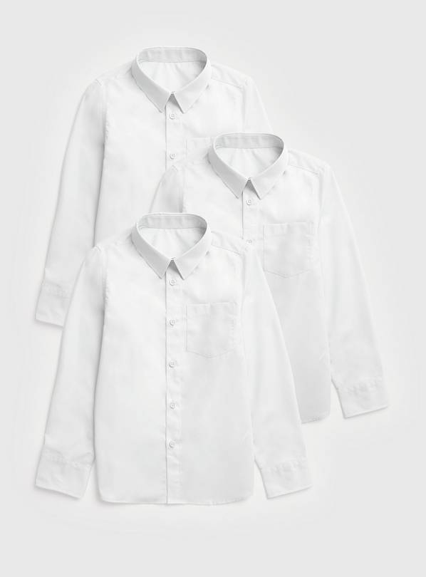 White Long Sleeve Unisex School Shirts 3 Pack 6 years